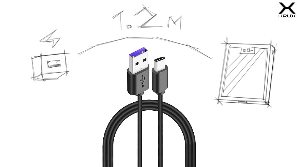 Kabel USB - USB Typ C KRUX ładowanie smartfon tablet ładowarka łączność komputer dane przesył