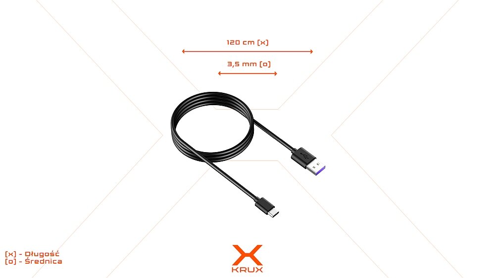 Kabel USB - USB Typ C KRUX ładowanie smartfon tablet ładowarka łączność komputer dane przesył