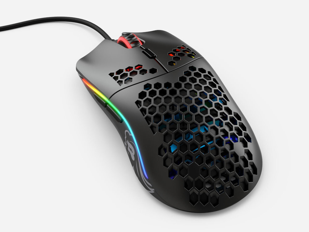 GLORIOUS PC Gaming Race Model O- Glorious Model O- rozdzielczości 12 000 DPI Modelu O 58 g chwyt claw grip Model O- - mysz od góry na białym tle