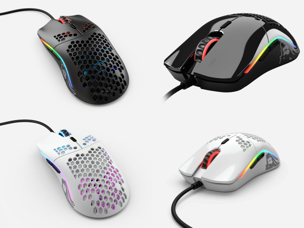 GLORIOUS PC Gaming Race Model O Model O białym i czarnym połysku macie - mysz w czterech wariantach, biały czarny połysk mat