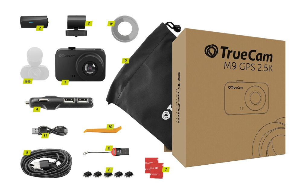 WIDEOREJESTRATOR TRUECAM M9 GPS 2.5K zestaw
