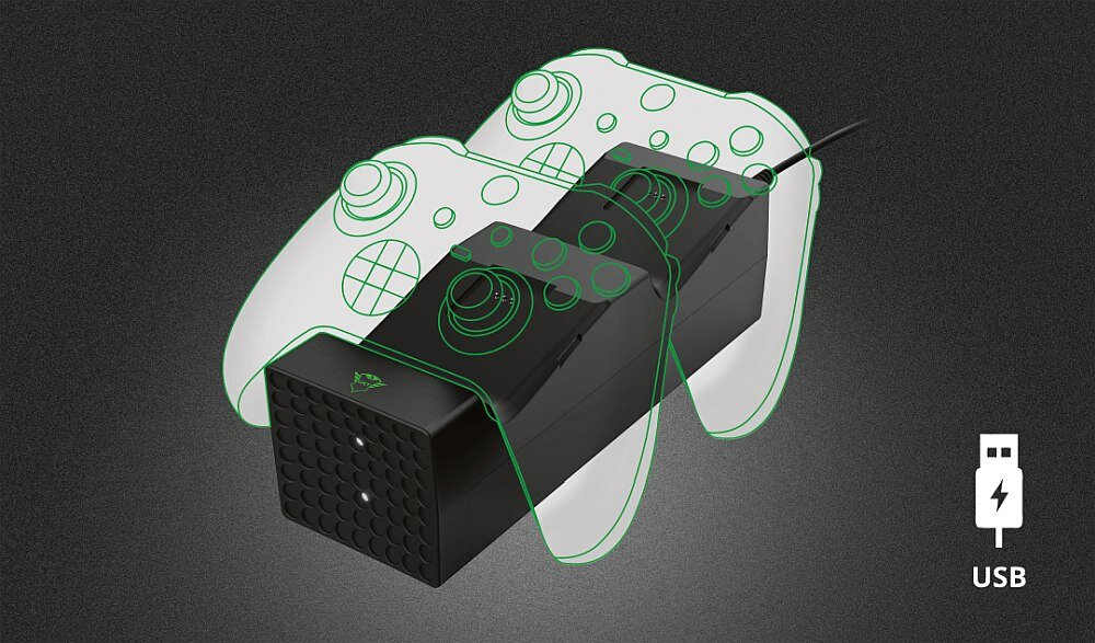Stacja ładująca TRUST Xbox Series X-S Duo GXT 250 ładowanie pady akumulatorki granie konsola gaming