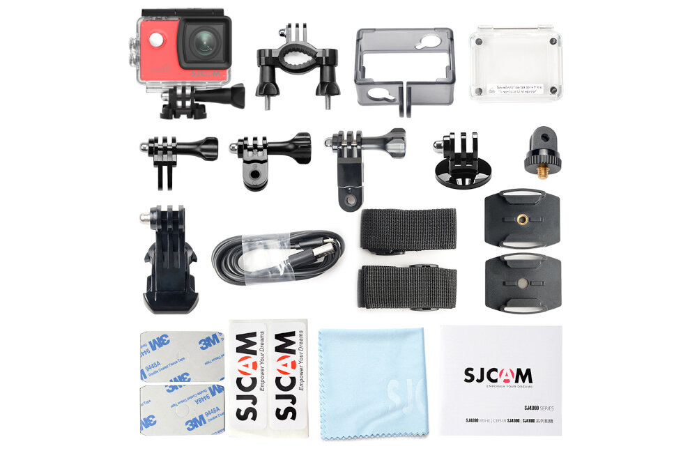 Kamera sportowa SJCAM SJ4000 WiFi czerwony zestaw