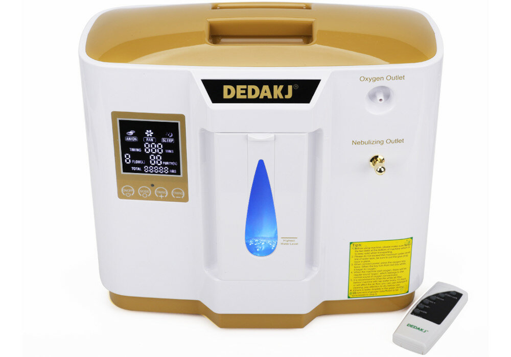 Koncentrator tlenu DEDAKJ 1-7L 24H PL wyswietlacz pilot ustawianie czasu