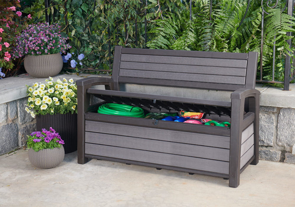 Ławka ogrodowa KETER Hudson 235688 Grafitowy funkcja schowaka ładowność do 35 kg