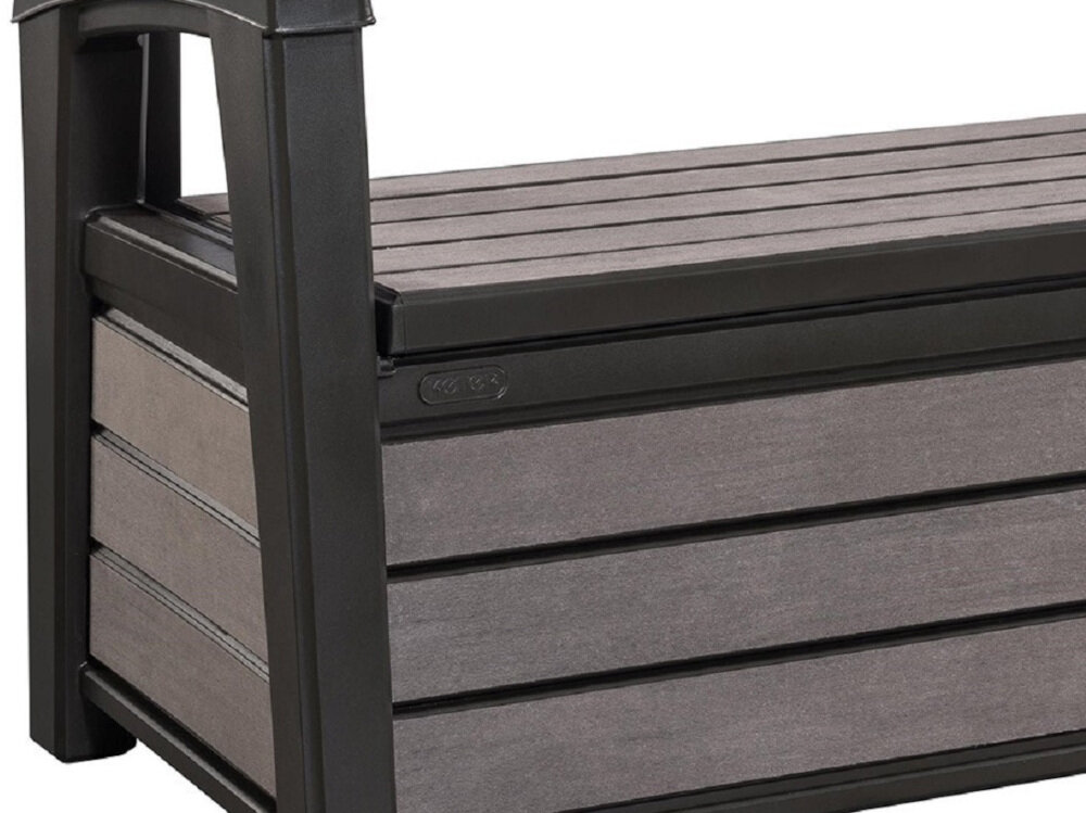 Ławka ogrodowa KETER Hudson 235688 Grafitowy z wysokiej jakości polipropylenu imituje strukturę drewna sstem JUST CLICK AND GO montaż na zatrzaski