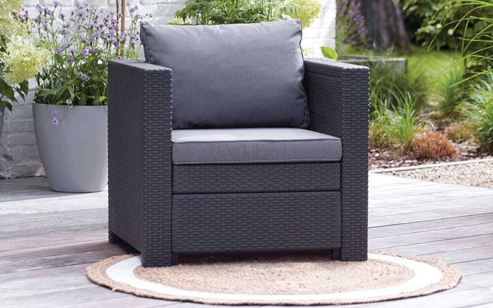 Fotel KETER Provence 234190 sofa niewielkie rozmiary wymiar 76 x 67 x 77 cm obciążenie do 110 kg