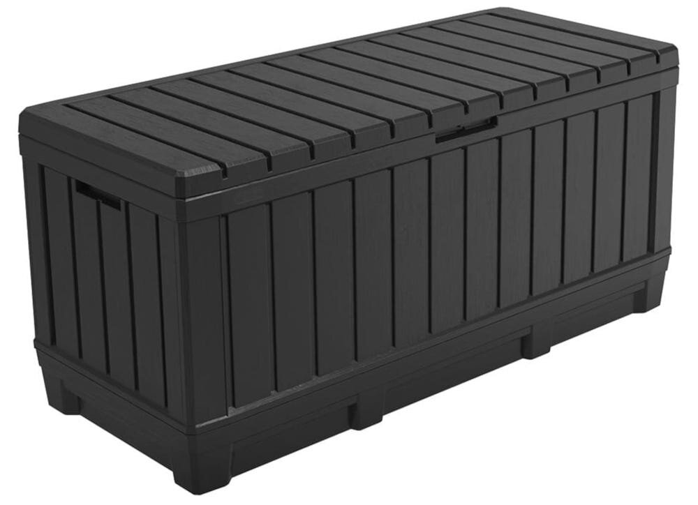 Skrzynia ogrodowa KETER Kentwood 249461 350 L Brązowy z wysokiej jakości materiału EVOTECH imituje naturalny splot rattanowy nie wymaga konserwacji system JUST CLICK AND GO montaż na zatrzaski