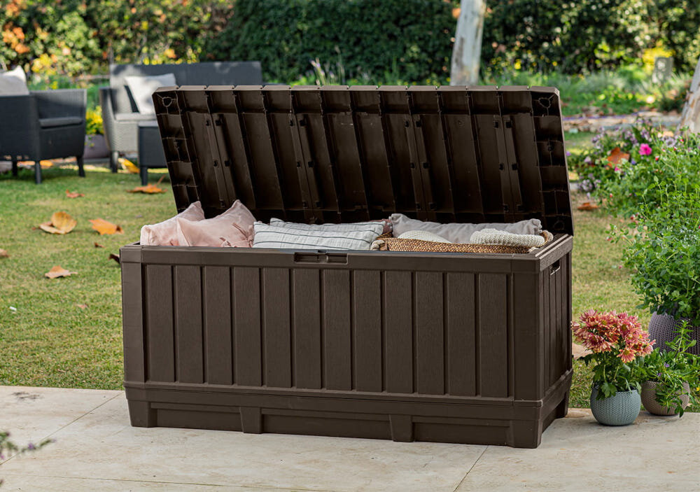 Skrzynia ogrodowa KETER Kentwood 249462 350 L Grafit niewielki rozmiar 128 x 53,6 x 59 cm pojemność do 350 litrów