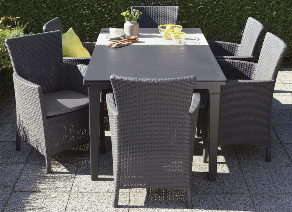 Fotel ALLIBERT Iowa 215519 poduszka na siedzisku wytrzymały materiał łatwy w utrzymaniu czystości łagodne środki czysz miękkie ściereczki