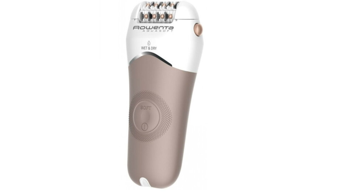 Depilator ROWENTA EP4930 Aquasoft Wet&Dry wygoda precyzja uzytkowanie nasadka do wrazliwych miejsc tryb lagodny nasadka z rolka zluszczajaca