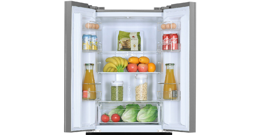 SAMCOOK-PSC-WG-12020AA-B lodówka zamrażarka chłodzenie mrożenie szklane półki szuflady pojemniki funkcjonalnosc