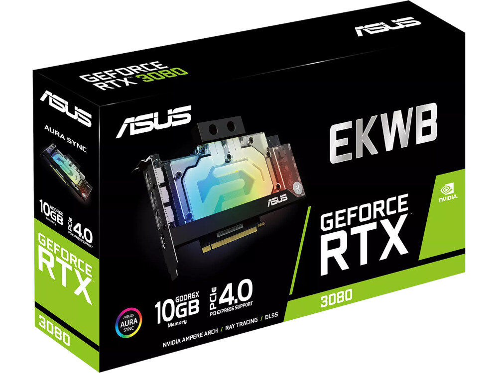 Karta graficzna ASUS EKWB GeForce RTX 3080 10GB zawartosc opakowania