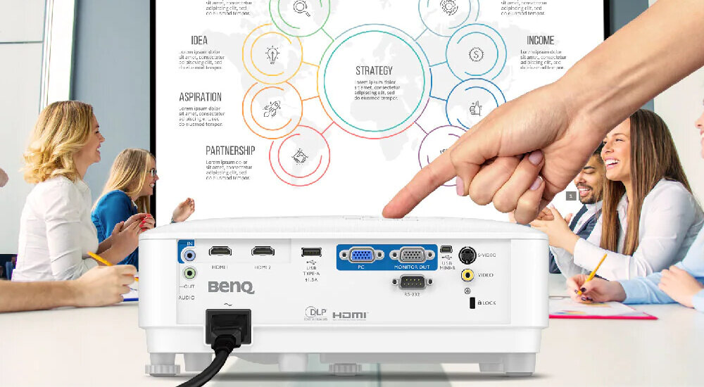 Projektor BENQ MS560 korekcja zniekształcenie treść obrazu wejścia HDMI USB S-VIDEO RCA, D-SUB