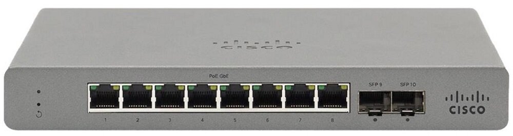 Switch CISCO Meraki Go GS110-8-HW-EU - parametry fizyczne elementy zestawu