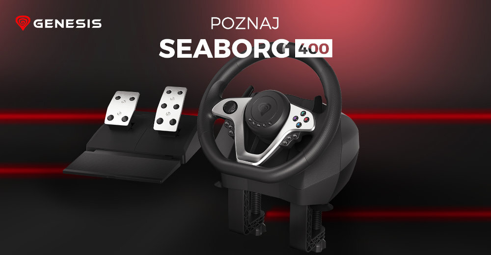 GENESIS Seaborg 400 kierownica z promieniem skretu 270-900° w kolorze czarnym, czerwono czarne tlo