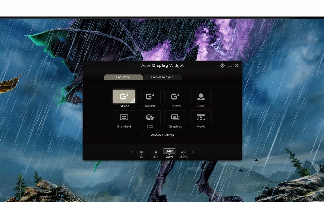 Monitor ACER Nitro VG270bmipx - Display Widget 
