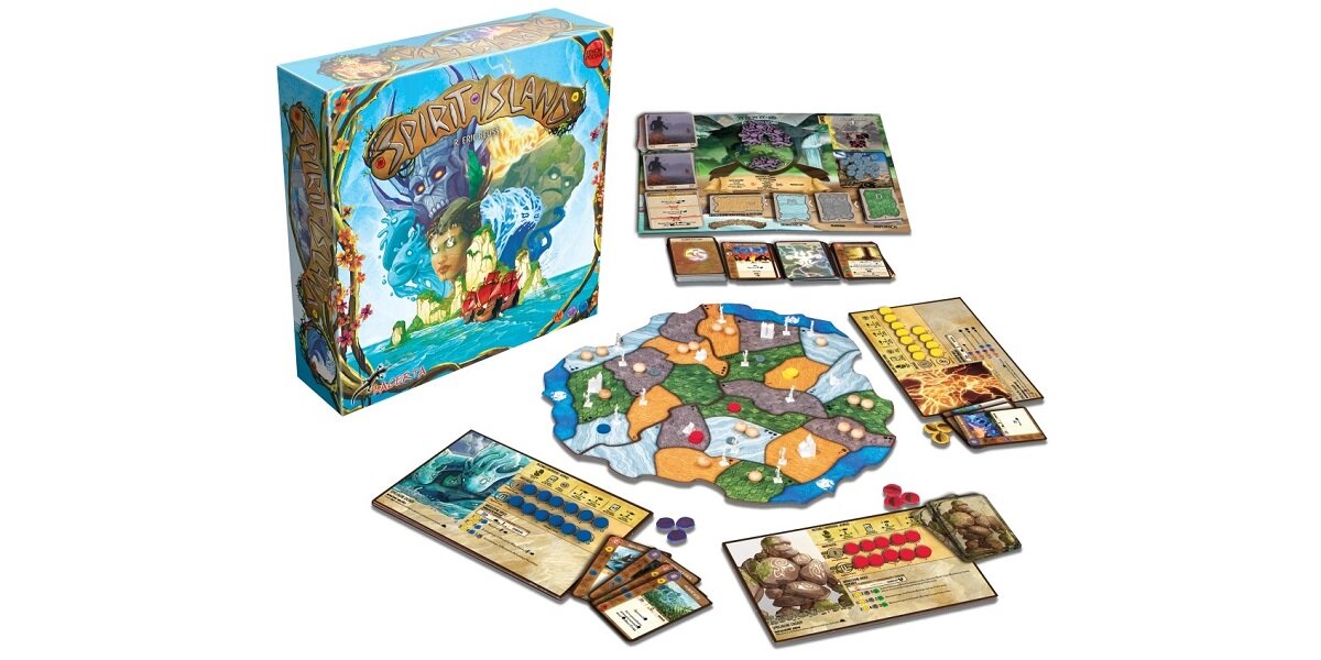 Gra planszowa LACERTA Spirit Island dychy wyspa natura Dahanie woda Najeźdźcy gracze moce