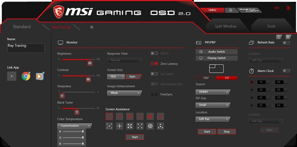 Monitor MSI Optix MAG274QRF - Aplikacja Gamind OSD App 2.0
