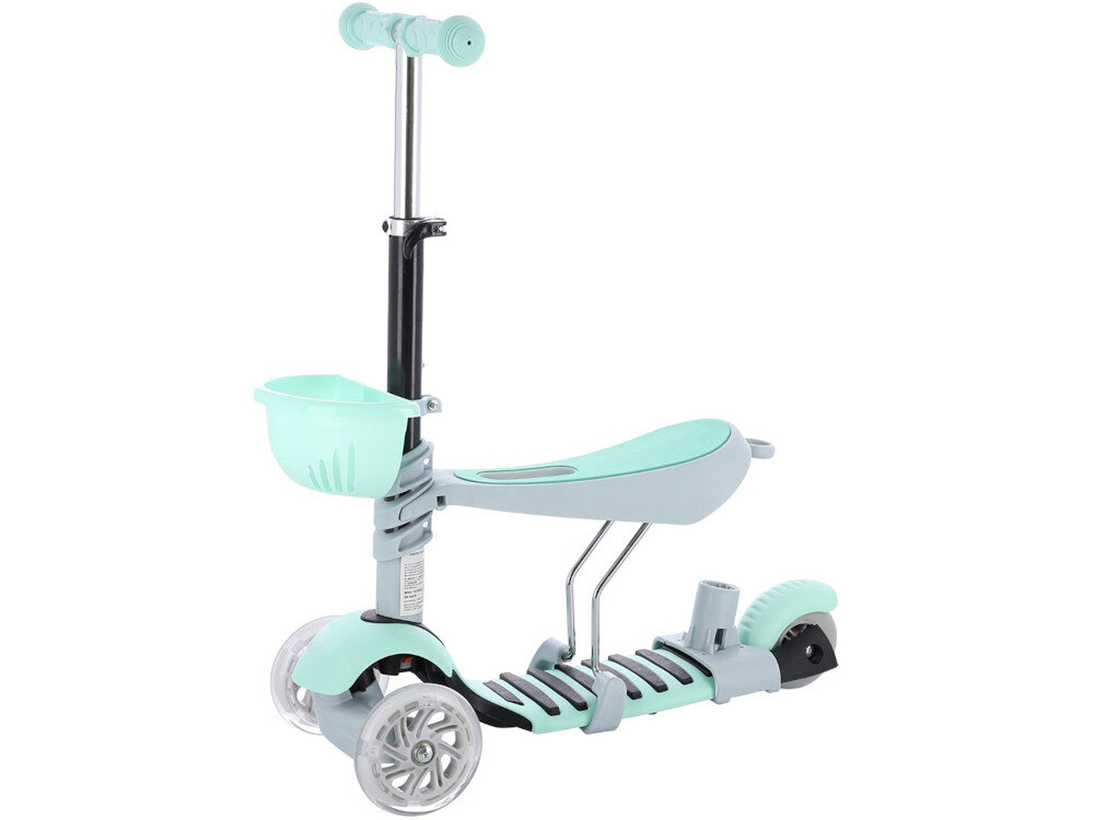 Hulajnoga dla dzieci SIGNA HLB07 Szaro-miętowy prosty system kierowania pochylenia ciała we właściwą stronę doczepiana rączka