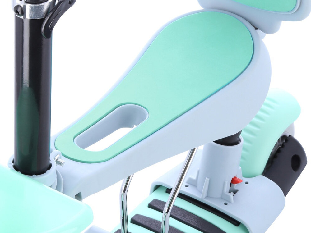 Hulajnoga dla dzieci SIGNA HLB07 Szaro-miętowy skokowy system regulacji kierownicy i siodełka pojazd 3w1 z siedziskiem regulacja w trzech poziomach chodzik hulajnoga deskorolka