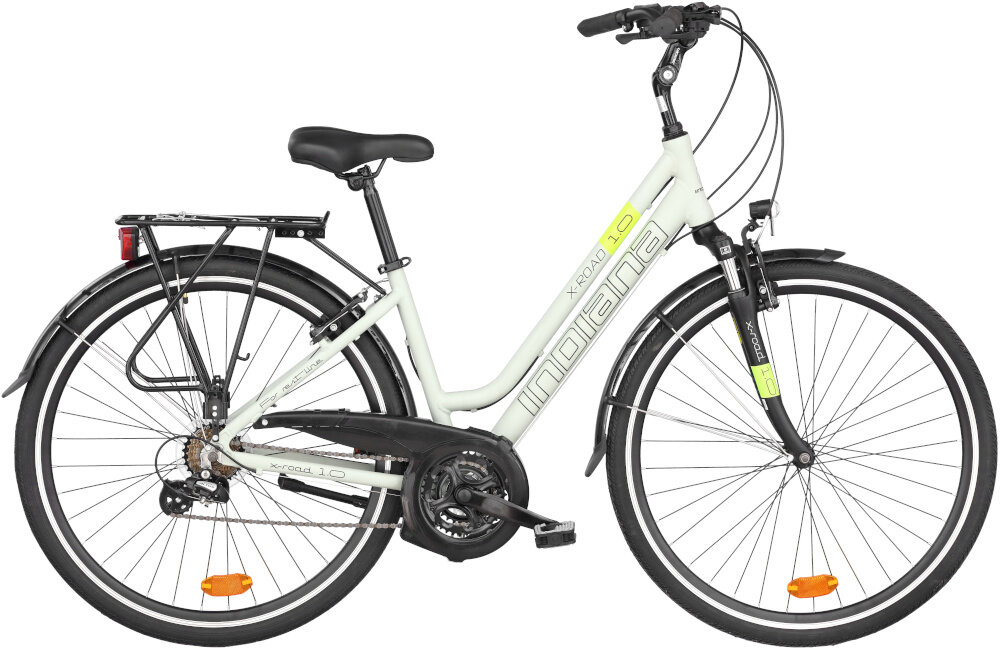 Rower INDIANA X-Road 1.0 D17 Bialo-zołty wyglad front