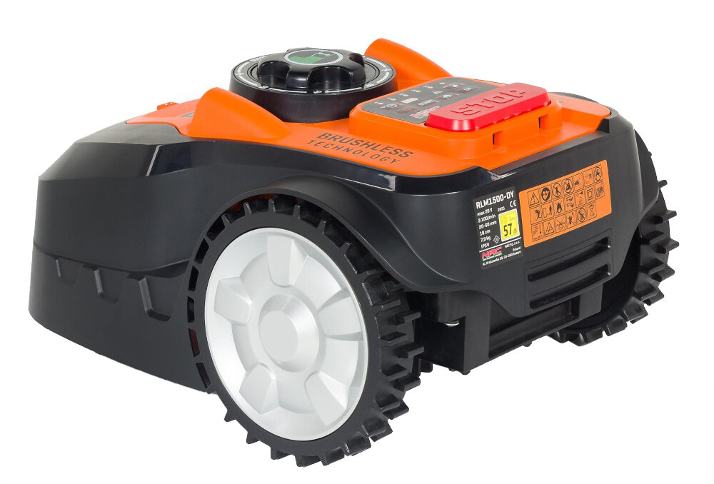 Robot koszący NAC RLM1500-DY sterowanie Wi-Fi-Bluetooth akumulator Li-Ion 5 Ah napięcie 20V powierzchnia 1500 m2