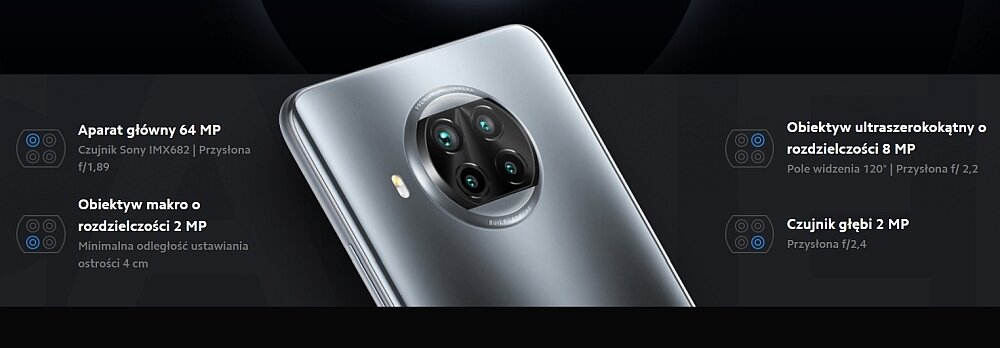 Smartfon XIAOMI Mi 10T Lite 5G szeroki makro panorama 