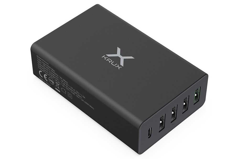 Ładowarka sieciowa KRUX KRX0044 60W porty ładowanie napięcie moc usb zabezpieczenia 