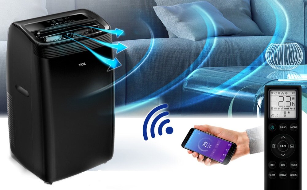 Klimatyzator TCL TAC-12CPB NZB Czarny modul Wi-Fi zdalne sterowanie aplikacja TCL Home App Android iOS