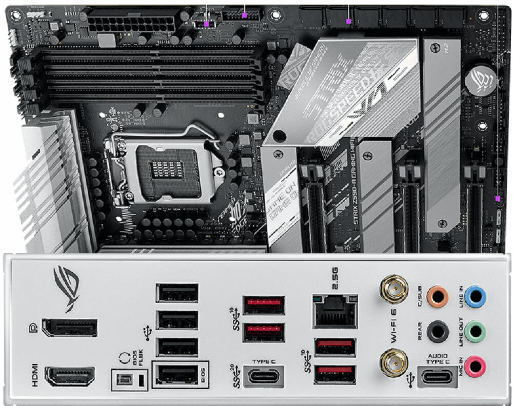 Płyta główna ASUS Rog Strix Z590-A Gaming WiFi - zlacza 