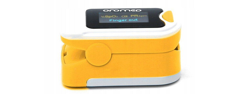 Pulsoksymetr ORO-MED Oro-Pulse Certyfikat Medyczny zolty lekki maly