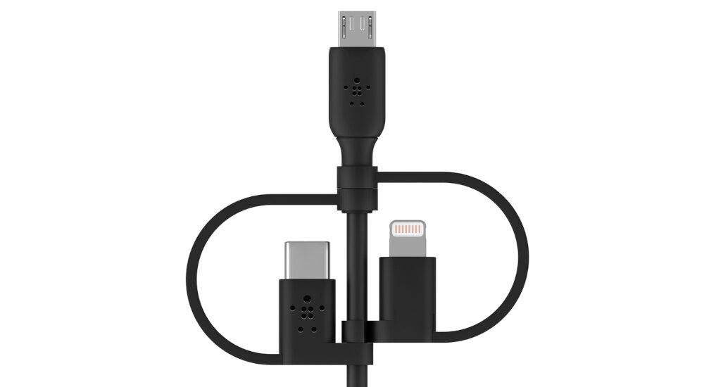 Kabel USB - USB-C/Micro-USB/Lightning BELKIN Boost Charge 1 m Czarny wysoka jakość tworzywa sztucznego