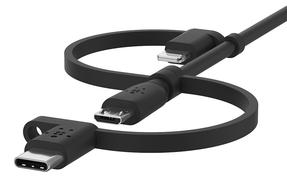 Kabel USB - USB-C/Micro-USB/Lightning BELKIN Boost Charge 1 m Czarny długość przewód kabel