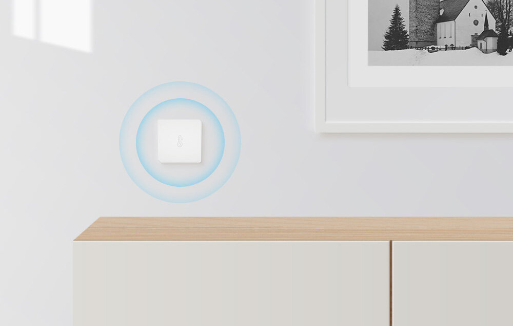 Czujnik temperatury i wilgotności SONOFF SNZB-02 zaawansowany kluczowy element inteligentnego domu praca z mostkiem SONOFF ZigBee Bridge precyzyjne sledzenie zmian klimatycznych wewnatrz pomieszczen aplikacja eWeLink dane w czasie rzeczywistym