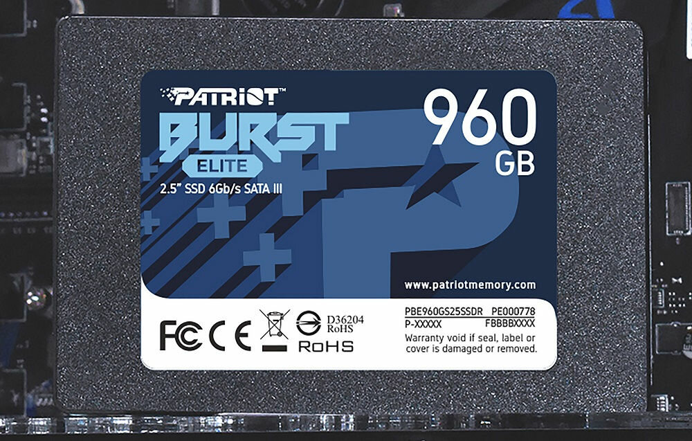DYSK SSD PATRIOT BURST ELITE 960GB 2,5 SATA III - format 2.5 kompaktowe rozmiary 100 x 69 x 7 mm niska waga