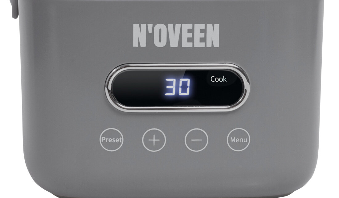 Lunch box NOVEEN Xline MLB910 Szary Funkcja gotowania timer cyfrowy panel sterujący czas gotowania przedział różnorodne posiłki