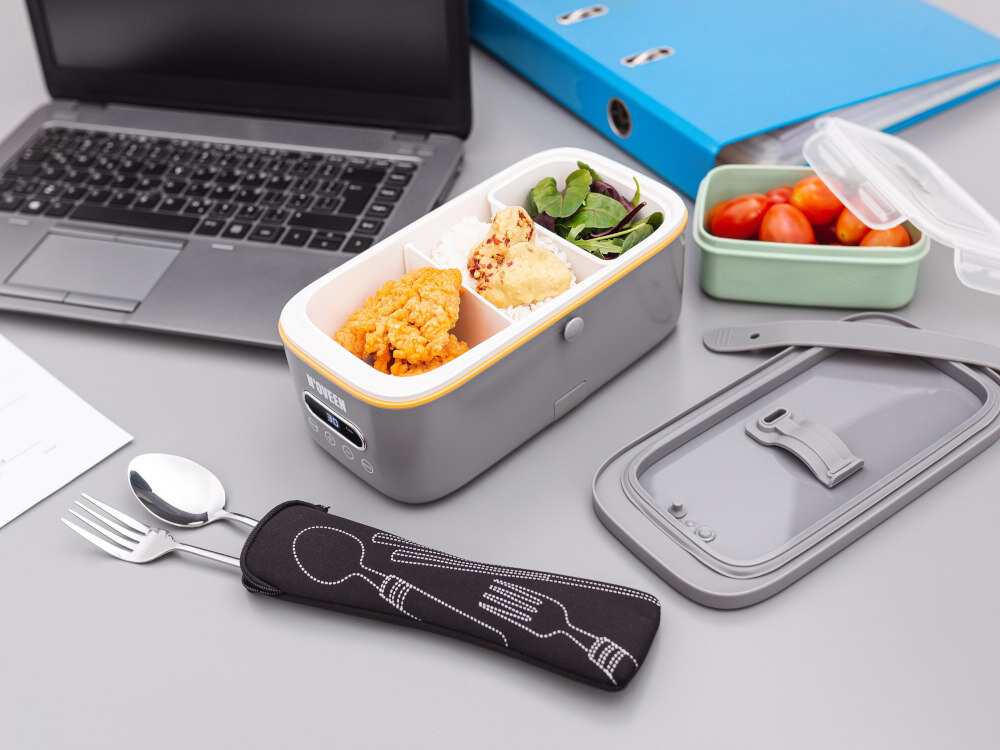 Lunch box NOVEEN Xline MLB910 Szary pojemnik pojemność powłoka ceramiczna ułatwienie podgrzewanie zapobiega przywieraniu łatwe czyszczenie