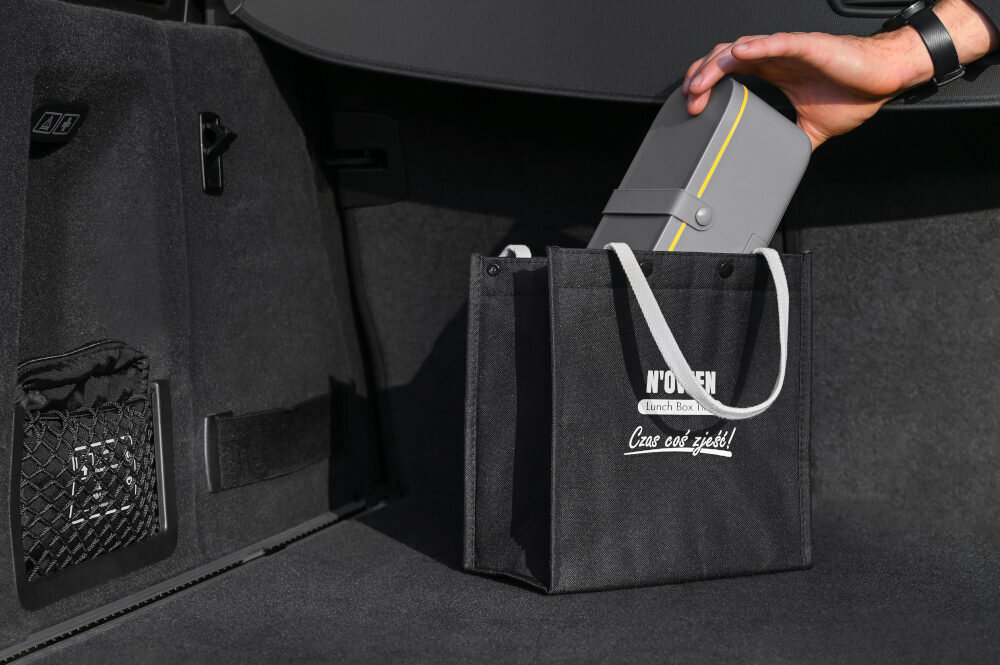 Lunch box NOVEEN Xline MLB910 Szary torba transportowa kieszona akcesoria stalowe sztućce w eleganckim etui dwa dodatkowe pojemniki