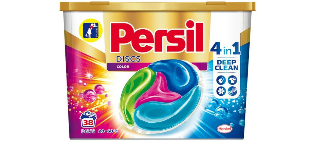 Kapsułki do prania PERSIL 4 w 1 Discs Deep Clean 38 szt ekonomiczne opakowanie ochrpona tkanin skuteczne usuwanie zabrudzen dlugotrwalosc bezpieczenstwo