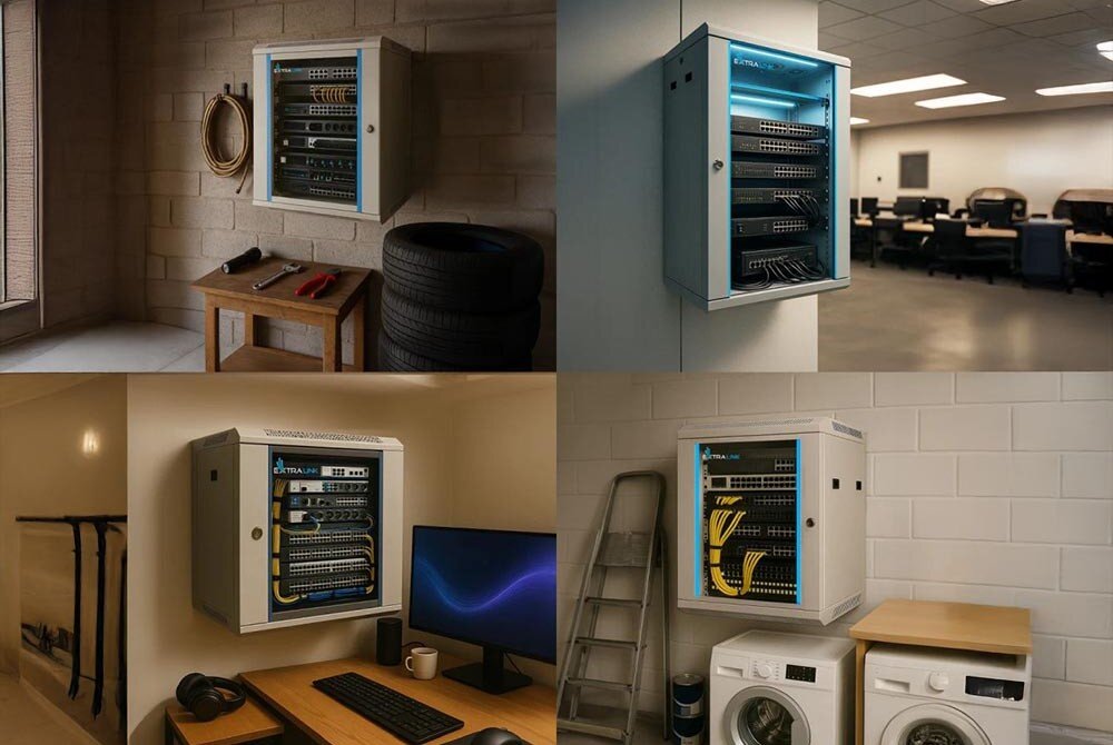 Szafa RACK EXTRALINK 19 6U EX.12936 600 x 600 mm Szafa serwerowa zamknięta, widoczne złącza i kable, przeznaczenie, zalety, wymiary