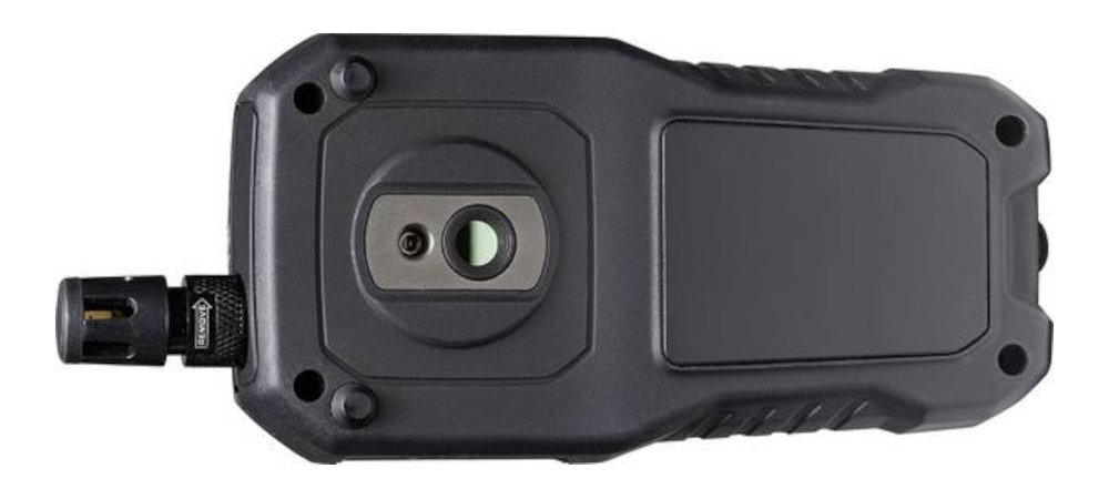 FLIR MR277 FLIR MR277 zasilanie akumulatorowe mobilne Stałoogniskowa optyka pole widzenia 55 × 43° zasięgowi obserwacji 0.1 m - kamera od tyłu na leżąco na białym tle