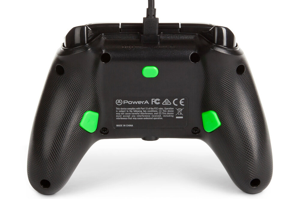 Kontroler POWERA Enhanced jakość wykonanie sterowanie drążki analogowe udostępnianie osiągnięcia zrzuty ekranów możliwości konfiguracja mapowanie drgania silniczki wibracyjne gniazdo pokrętło regulacji głośności kabel USB opakowanie zestaw