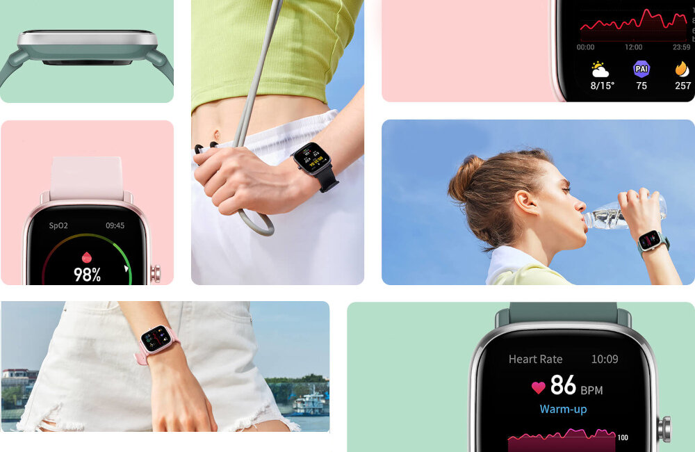 SMARTWATCH AMAZFIT GTS 2 MINI GREEN barometr monitorowanie snu PAI