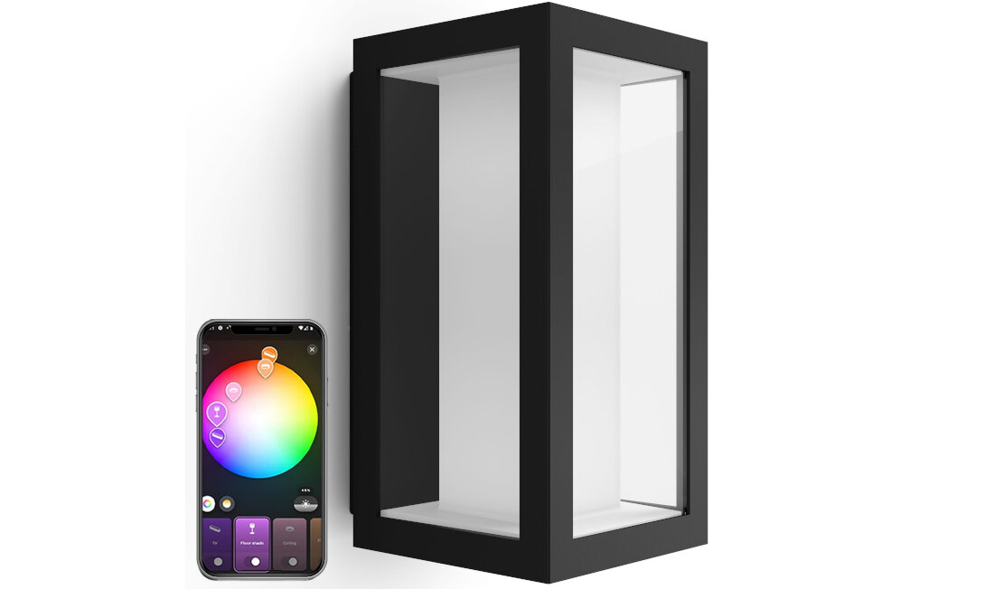 Oprawa zewnetrzna PHILIPS HUE Impress Czarny system inteligentnego oświetlenia Hue sterowanie smartfonem lub tabletem funkcja automatyzacji domowego oswietlenia powiadomienia alarmy
