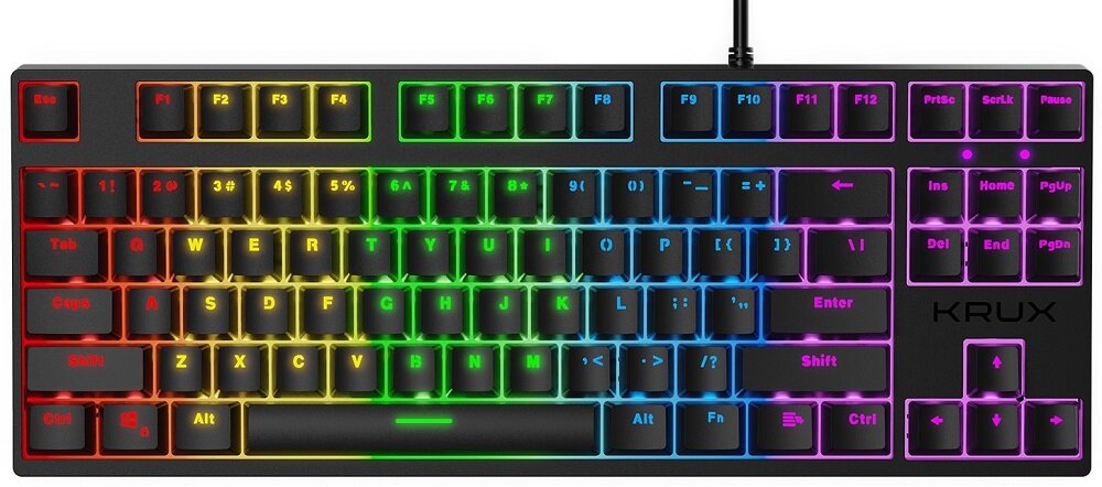 Klawiatura KRUX Atax RGB Outemu - wygląd ogolny kompaktowe rozmiary wygoda