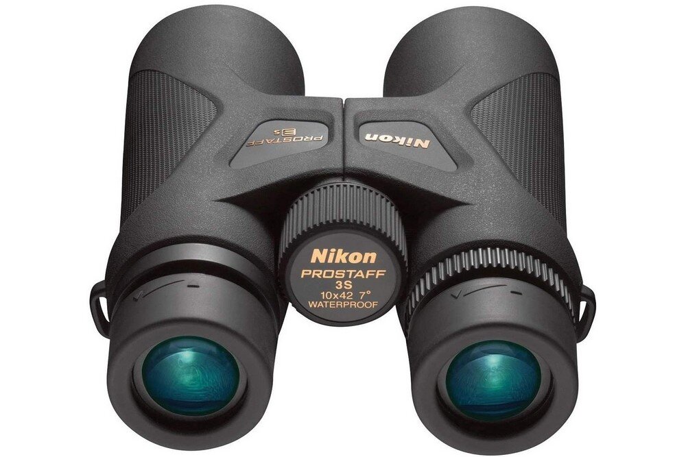 Lornetka NIKON Prostaff 3s 10x42   optyka waga konstrukcja ogniskowa zoom przybliżenie dioptria muszle oczne obiektywy soczewki pryzmat powłoka gwint okulary obserwacja przyroda sport powiększenie 