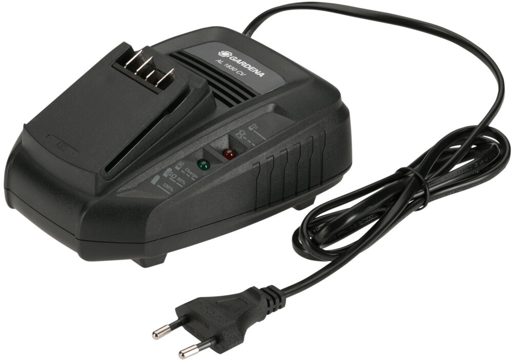 Zestaw GARDENA Ładowarka AL1830 CV + akumulator 18V 2.5Ah 14906-20 ladowarka AL1830 CV wyswietlacz LED informacja o stanie ladowania czas ladowania do 80% do 40 minut pelne ladowanie do 100% w okolo 60 minut maksymalna elastycznosc oszczednosc czasu i energii