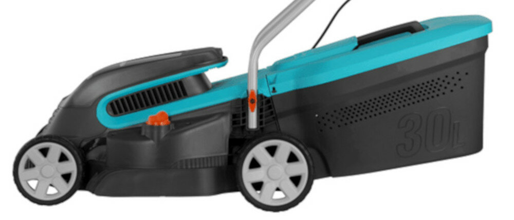 Kosiarka akumulatorowa GARDENA PowerMax 32-36V P4A 14621-20 system CnC kosz pojemność funkcja QuickFit 10-stopniowa skala poziomów koszenia boczne grzebienie