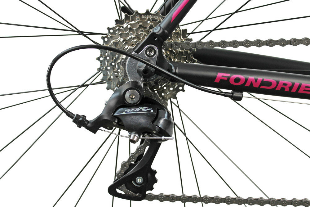 Rower szosowy FONDRIEST Eagle D20 28 cali damski mietowo-fuksjowy przerzutki shimano manetki